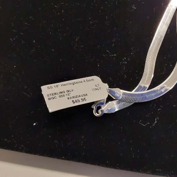 Sterling Silver 18" Herringbone 4.5mm Necklace - Picture 5 of 5